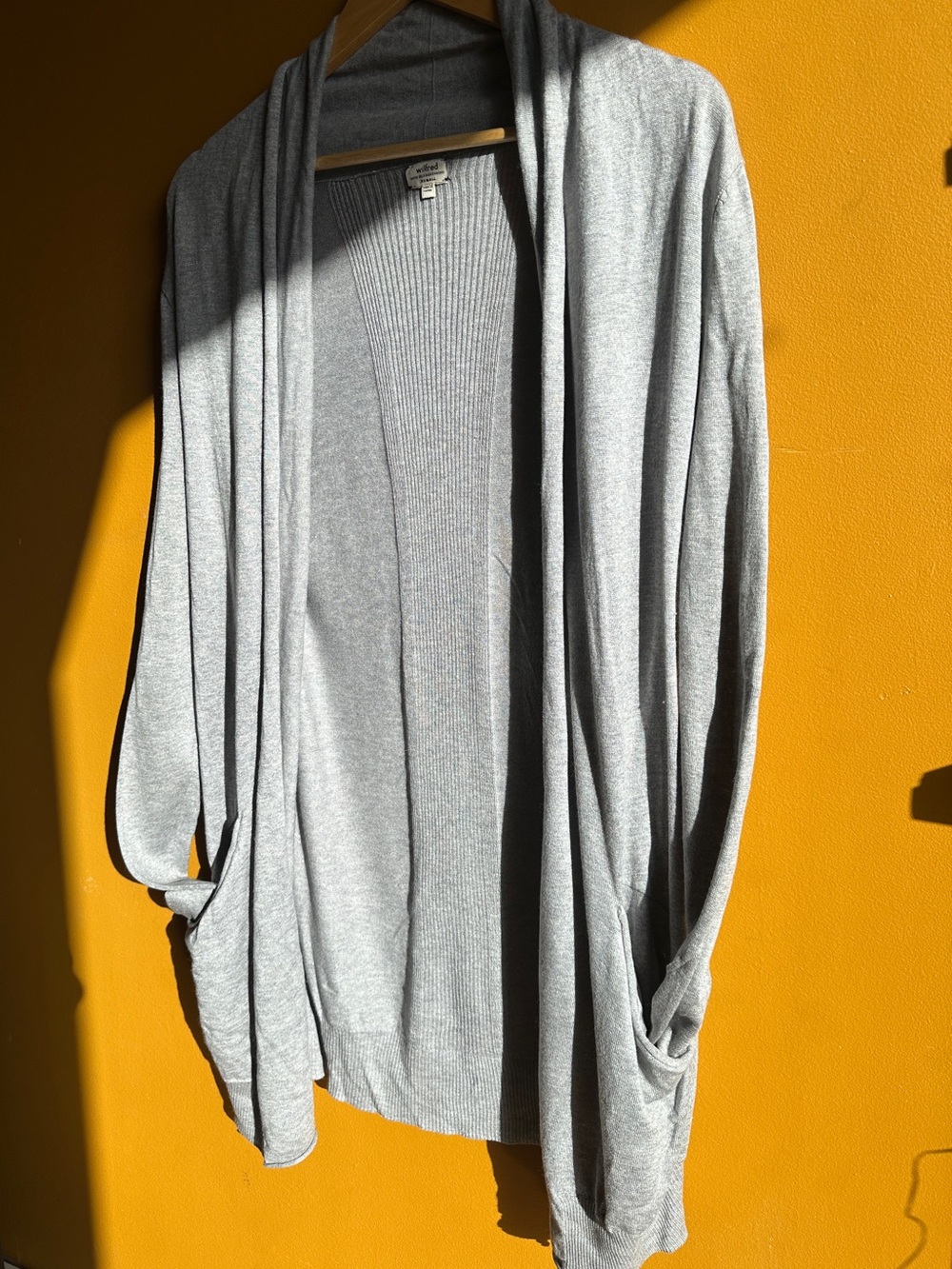 Wilfred Silk Blend Light Gray Open-Front Women's Cardigan